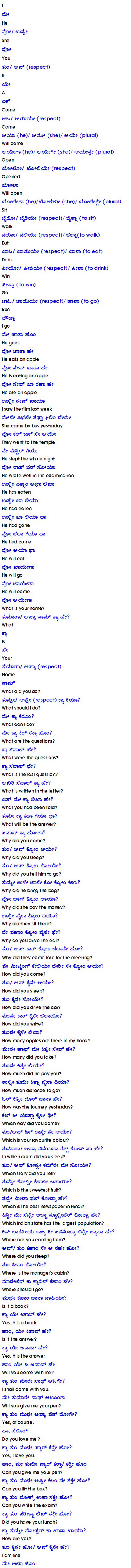 Learn Hindi through Kannada