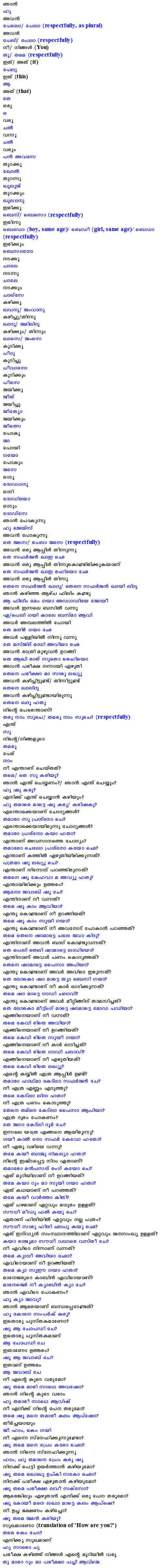 Learn Gujarati through Malayalam