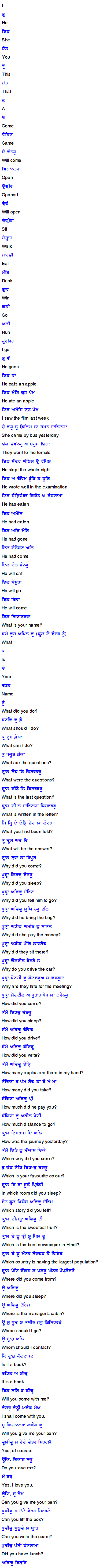 Learn French through Punjabi 