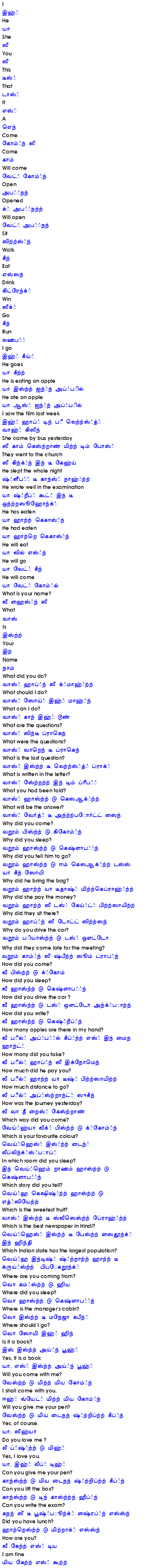 Learn German through Tamil